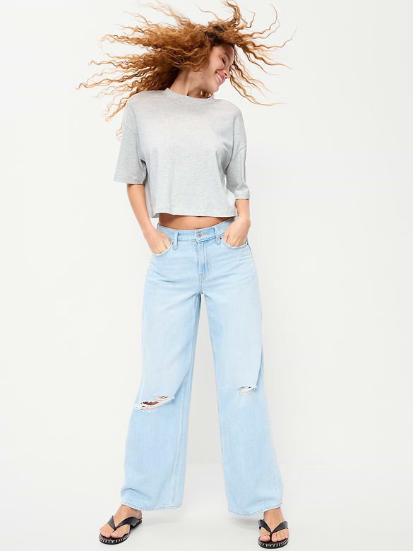 Vintage Crew-Neck Cropped T-Shirt