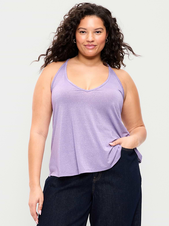 Camisole trapèze scintillante à bretelles au dos
