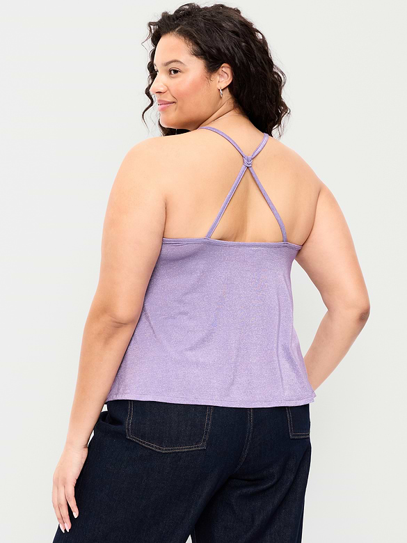 Camisole trapèze scintillante à bretelles au dos