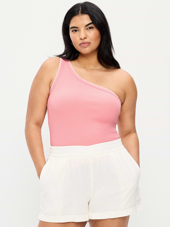 Ribbed One-Shoulder Tank Top