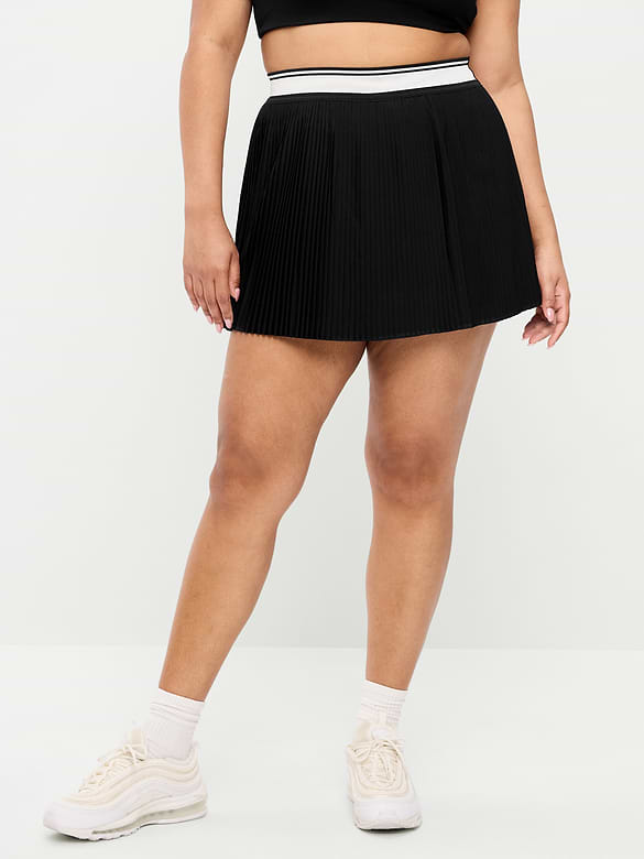 Jupe-short à plis fins à taille très haute