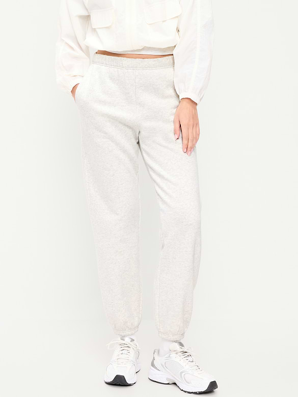High-Waisted Cinched-Ankle Sweatpants