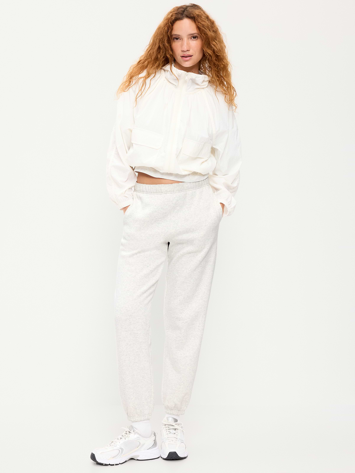High-Waisted Cinched-Ankle Sweatpants