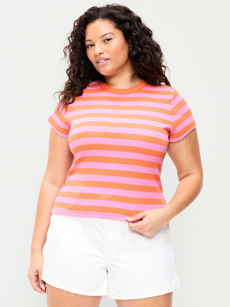 Image 7 of 8, Snug Crop Ribbed T-Shirt