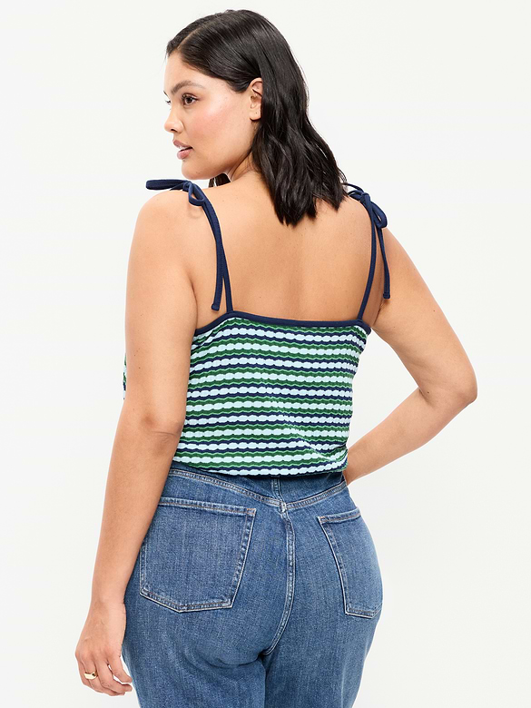 Camisole à bretelles à nouer en tricot pointelle