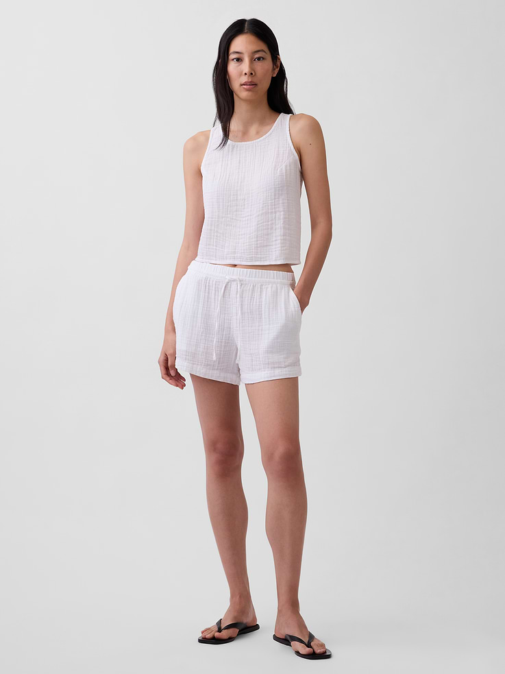 Image number 2 showing, Cotton Gauze Racer Shell Tank Top