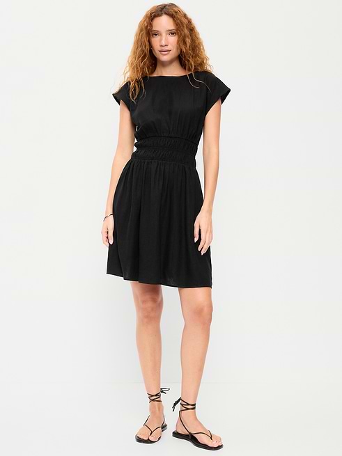 fit and flare dresses with short sleeves Square Neck Sleeve High Waist Dress Ideal for outings or casual gatherings MANGO - Fine-knit flared dress