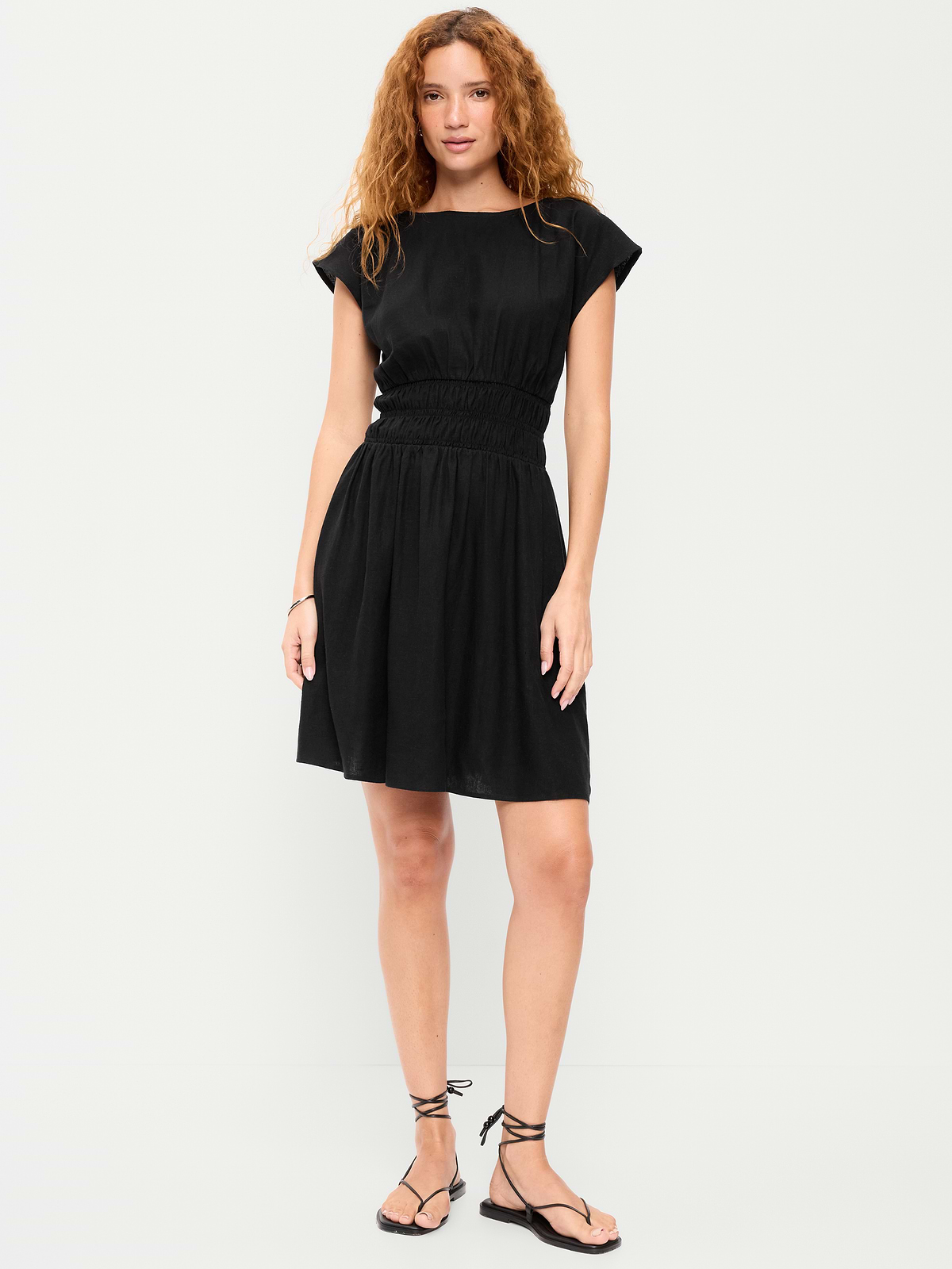 Smocked-Bodice Fit & Flare Mini Dress
