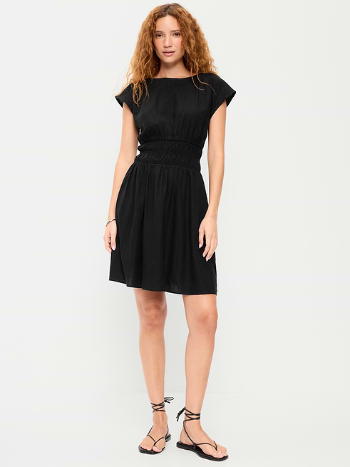 Smocked Smocked-Bodice Fit & Flare Mini Dress on clearance at Old Navy — 50% off