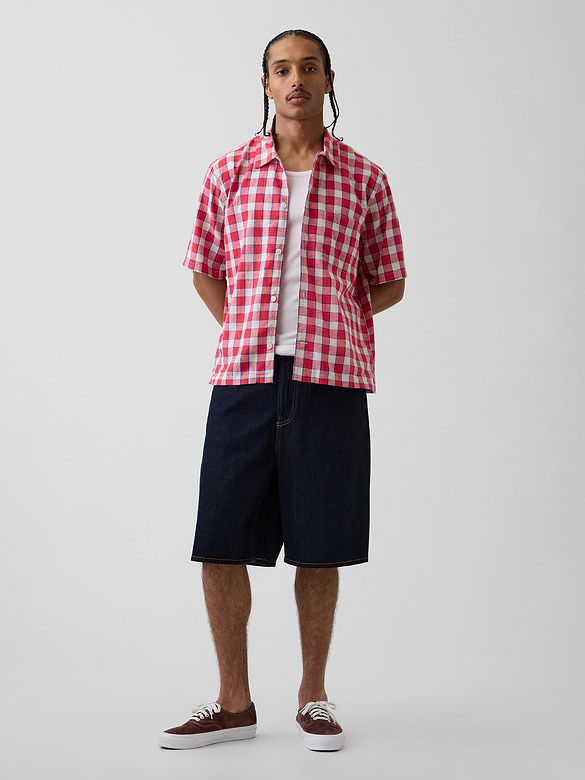 Linen-Cotton Relaxed Straight-Hem Shirt