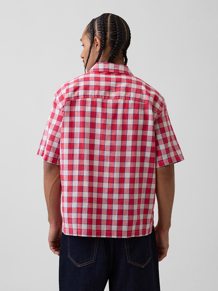 Image number 3 showing, Linen-Cotton Relaxed Straight-Hem Shirt