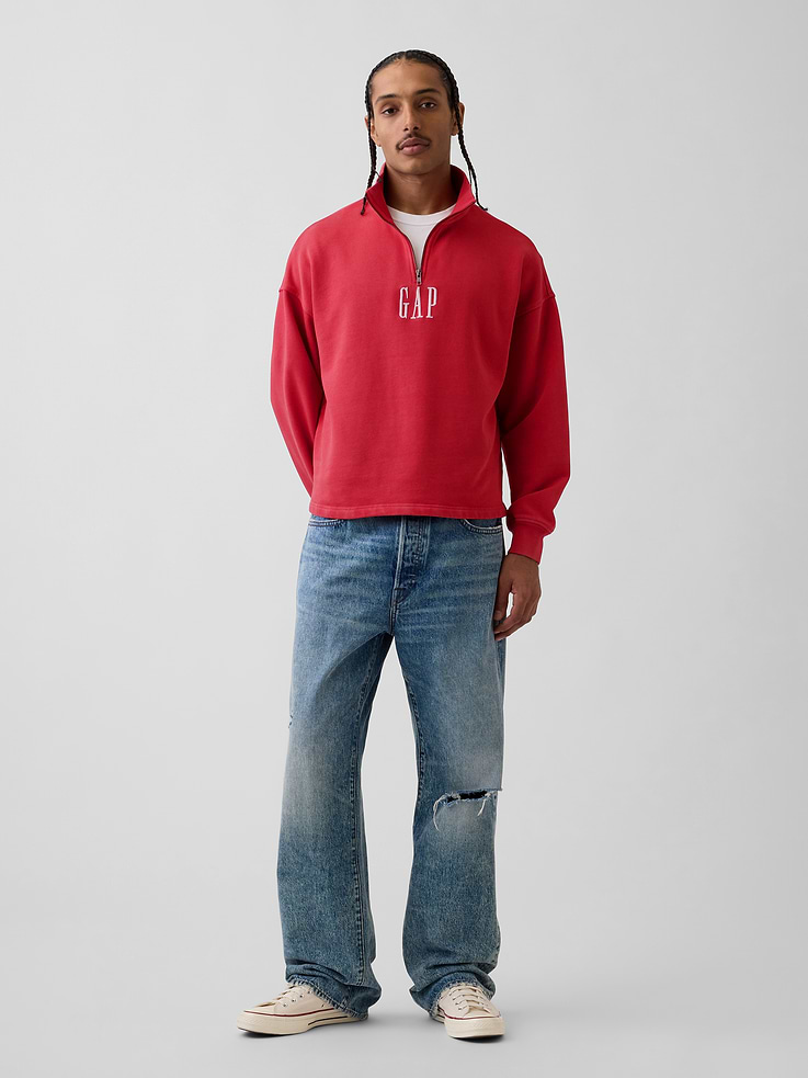 Image number 2 showing, Heavyweight Oversized Logo Quarter-Zip Pullover