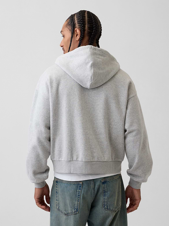 VintageSoft Oversized Crop Zip Hoodie