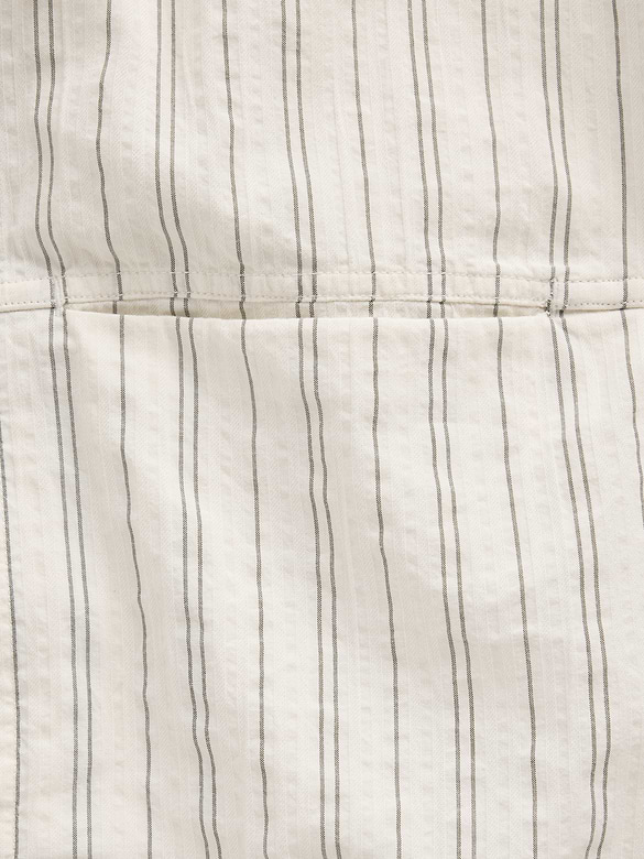 Seersucker Stripe Relaxed Curved-Hem Shirt