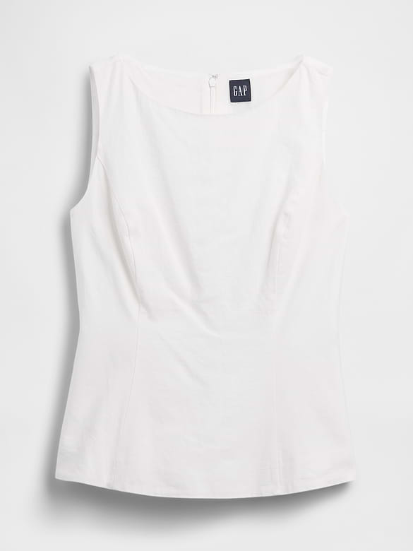 Linen-Blend Boatneck Top