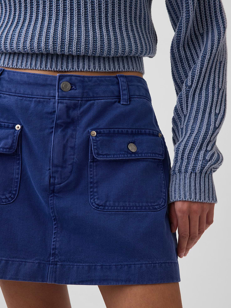 Image 4 of 6, Mid Rise Cargo Mini Skort