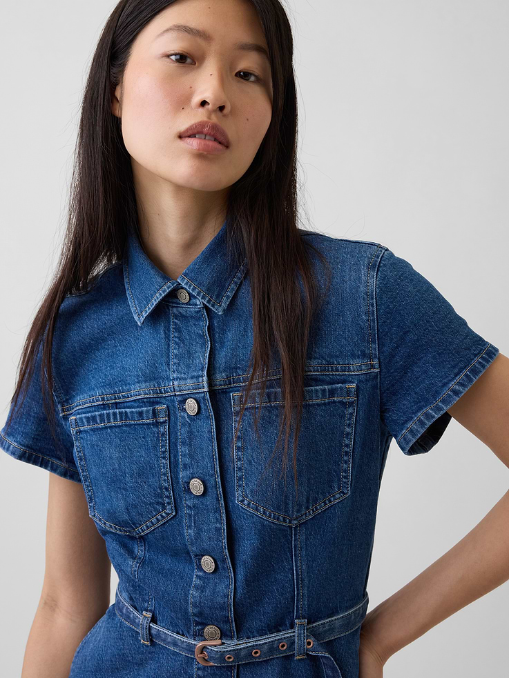 Image number 5 showing, Denim Belted Mini Shirtdress