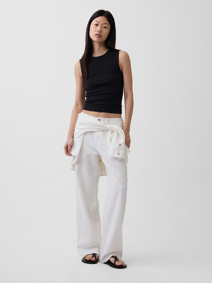 Image number 6 showing, Linen-Cotton Wide-Leg Pants