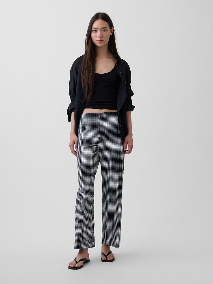 Image number 6 showing, Linen-Blend Relaxed Straight Ankle Pants