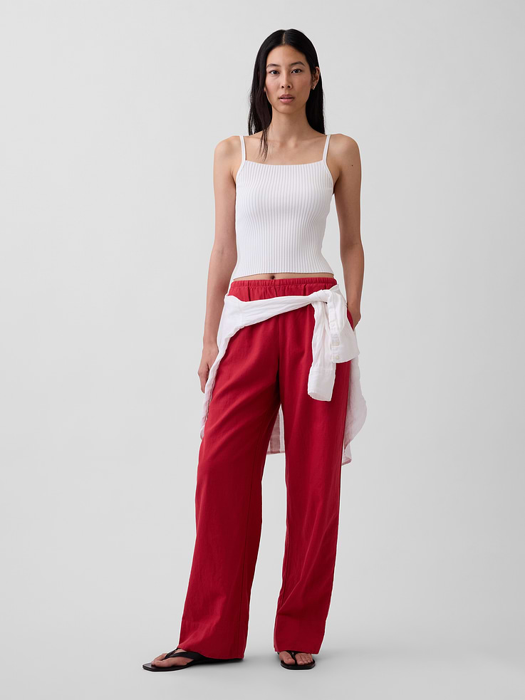 Image number 6 showing, Linen-Blend Easy Wide-Leg Pants