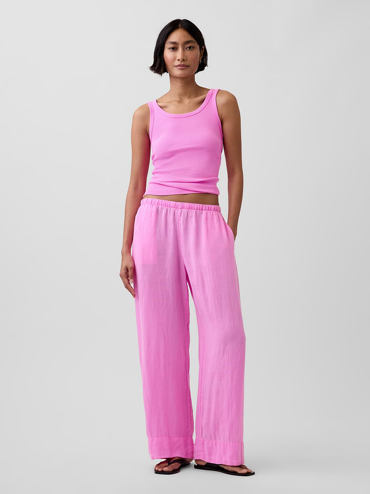 Image number 6 showing, Linen-Blend Easy Wide-Leg Pants
