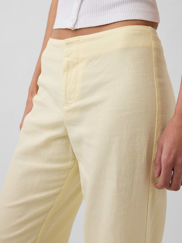 Image number 5 showing, Low Rise Linen-Blend Flare Pants