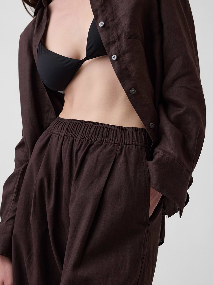 Image number 5 showing, Linen-Blend Easy Barrel Pants