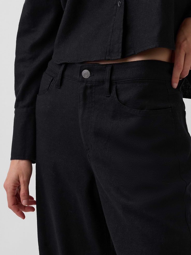 Image number 5 showing, Linen-Cotton Wide-Leg Pants
