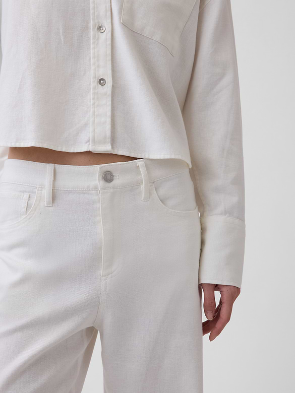 Linen-Cotton Wide-Leg Pants