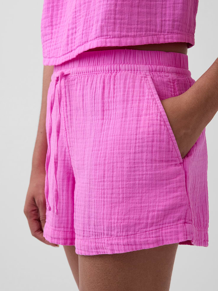 Image number 5 showing, 4" Mid Rise Cotton Gauze Easy Shorts