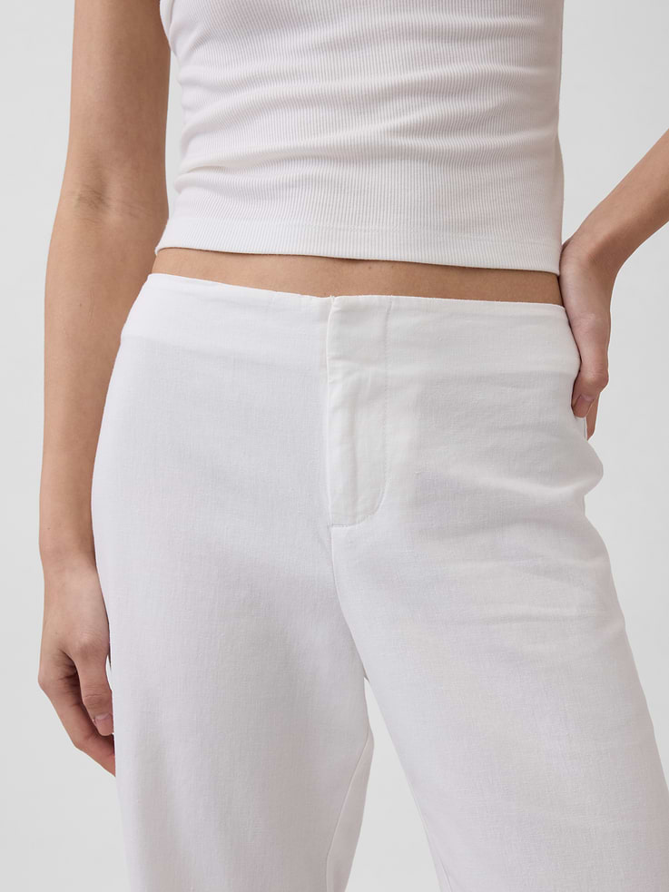 Image number 5 showing, Low Rise Linen-Blend Flare Pants