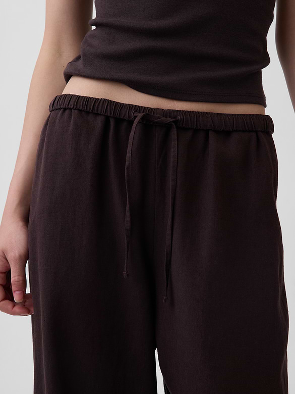 Linen-Blend Easy Wide-Leg Pants
