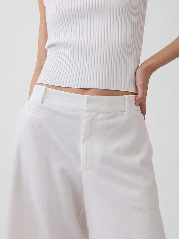 9" Low Rise Linen-Blend Trouser Shorts