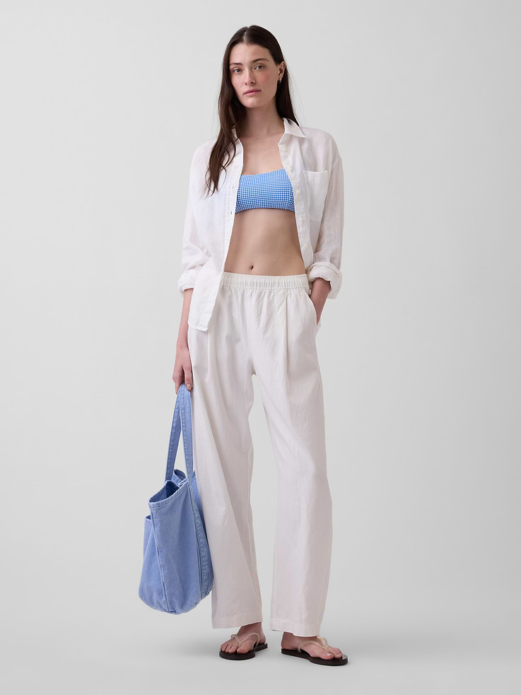 Image number 5 showing, Linen-Blend Easy Barrel Pants