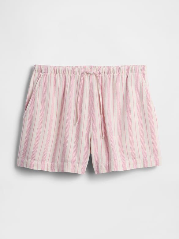 4" High Rise Pull-On Linen-Blend Shorts