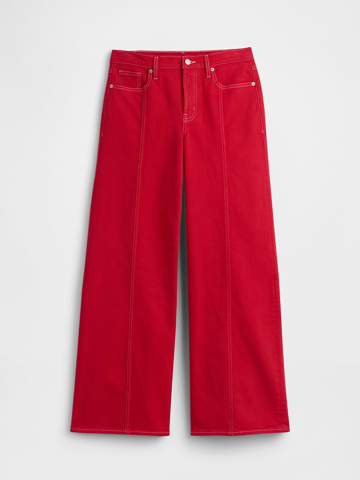 Image 7 of 7, Mid Rise Wide-Leg Jeans