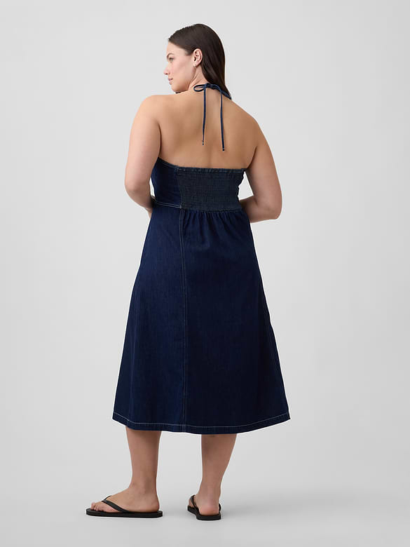 Denim Halter Midi Dress