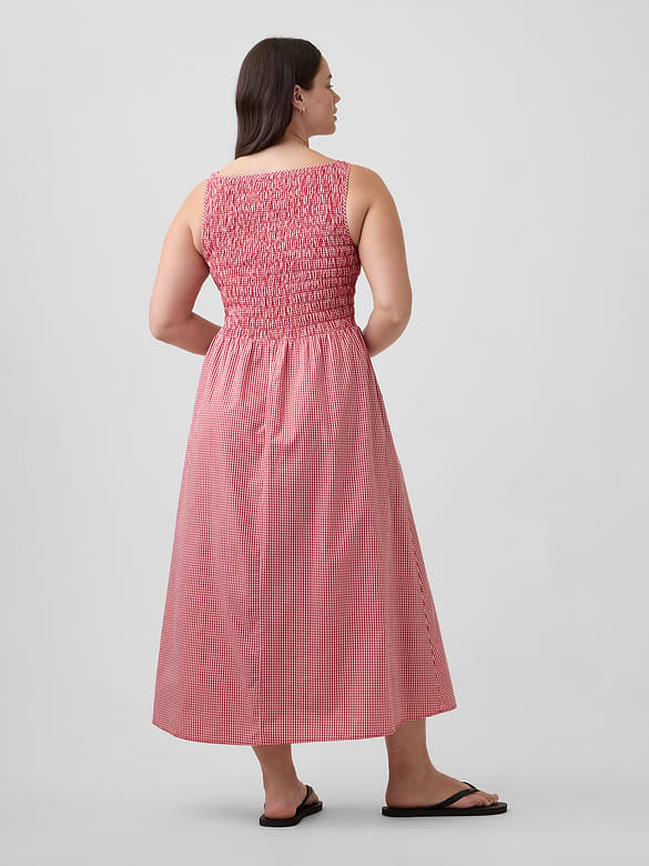 Smocked Boatneck Maxi Dress