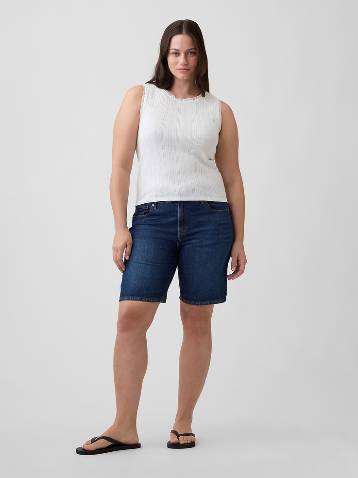 Image number 5 showing, 9" Mid Rise Soft Denim Bermuda Shorts