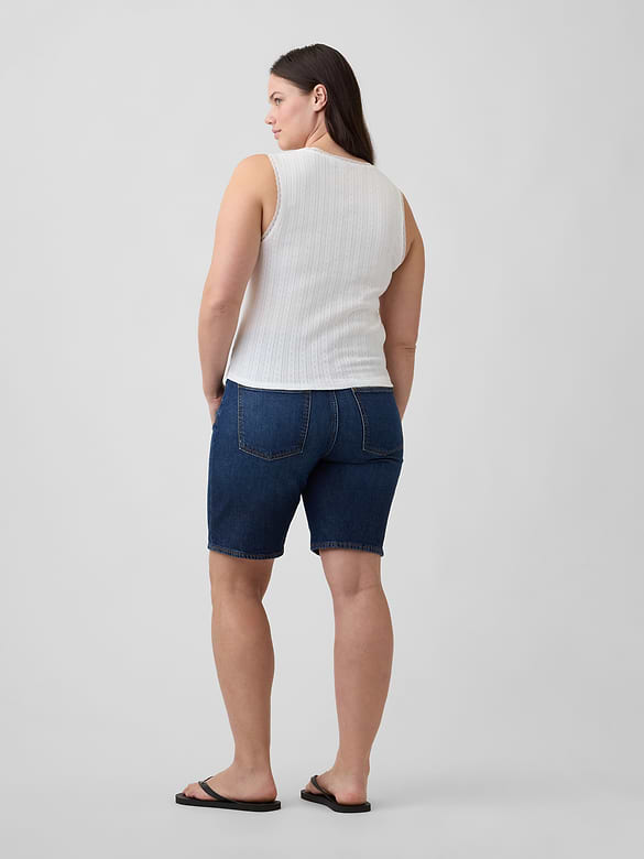 9" Mid Rise Soft Denim Bermuda Shorts
