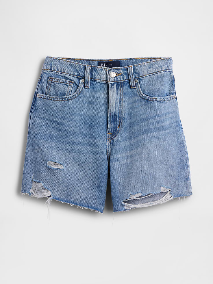 Image number 7 showing, Destructed SuperSoft Denim Midi Shorts
