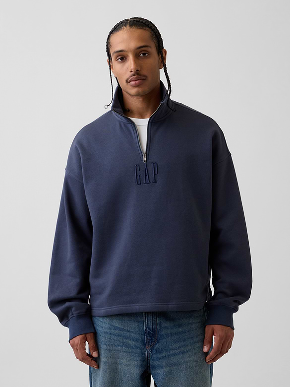 Heavyweight Oversized Logo Quarter-Zip Pullover