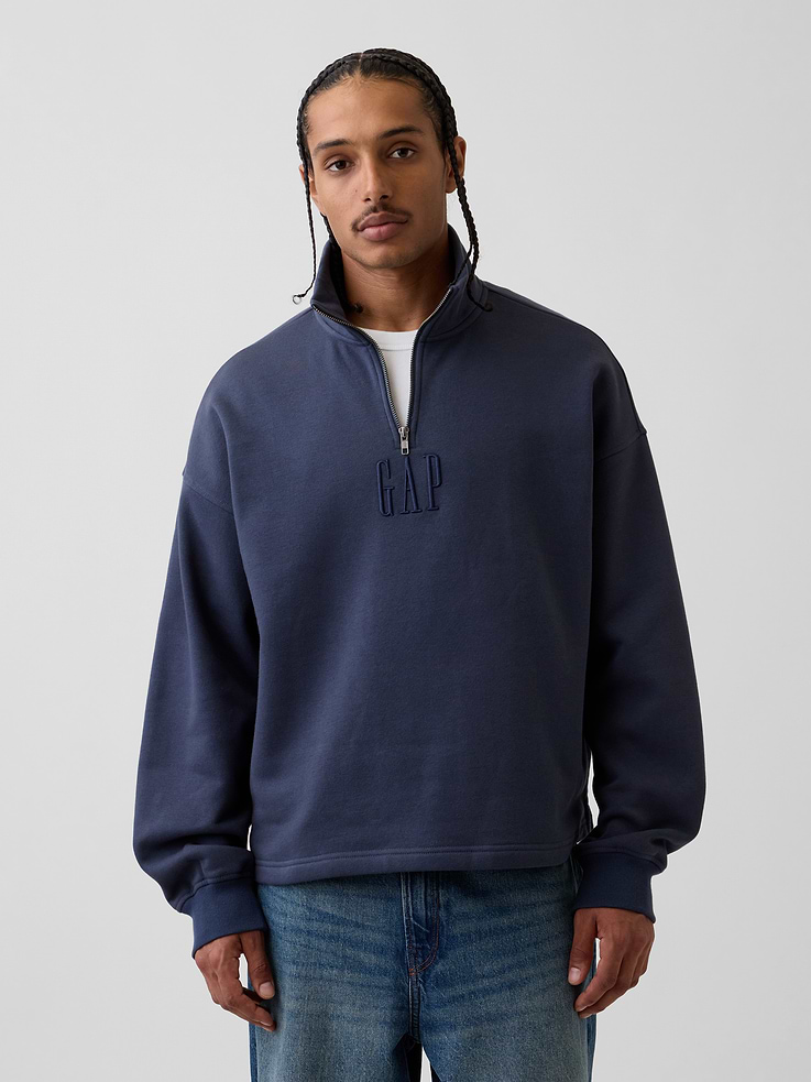 Image number 1 showing, Heavyweight Oversized Logo Quarter-Zip Pullover