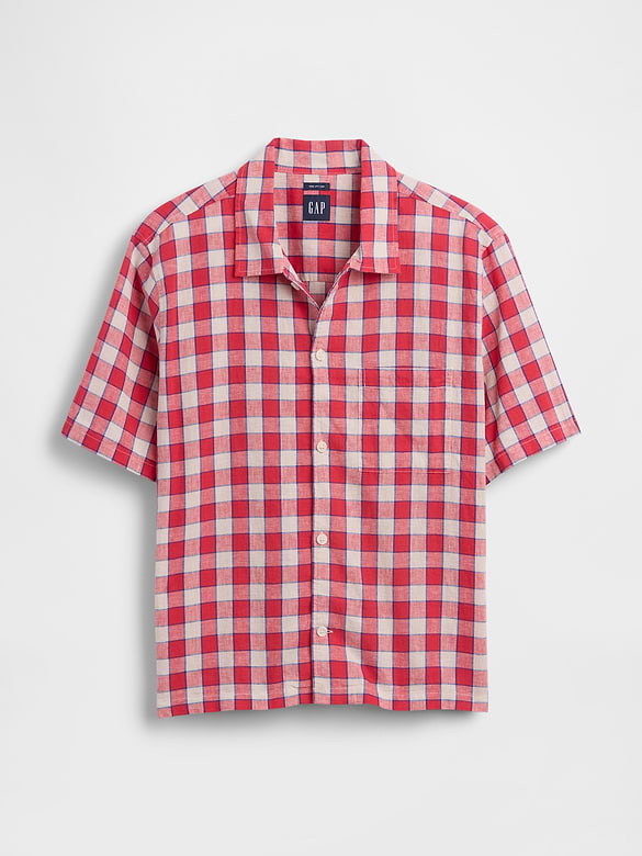 Linen-Cotton Relaxed Straight-Hem Shirt