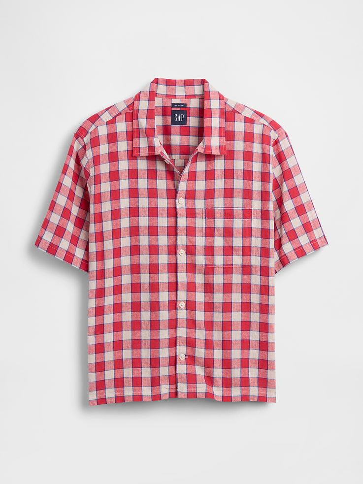 Image number 5 showing, Linen-Cotton Relaxed Straight-Hem Shirt