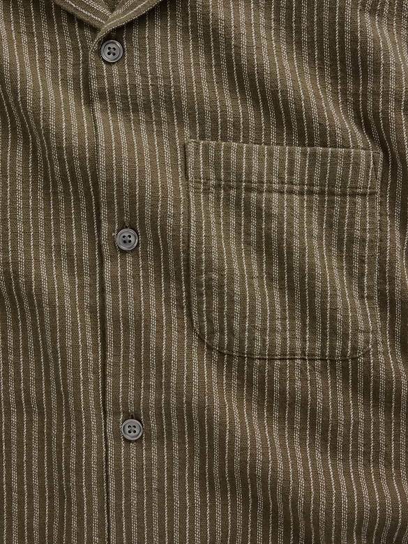 Dobby Stripe Relaxed Straight-Hem Shirt