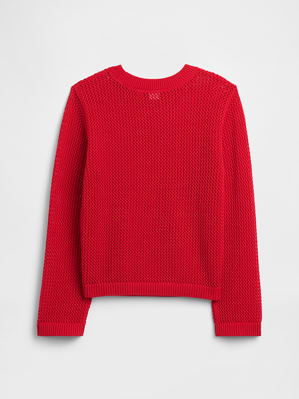 Kids Relaxed Crochet Crewneck Sweater