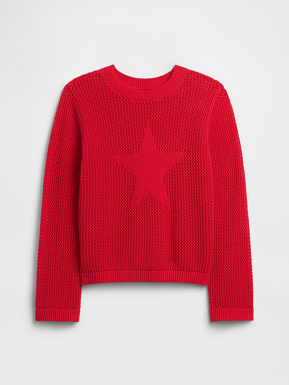 Kids Relaxed Crochet Crewneck Sweater