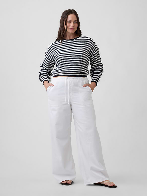 Mid Rise Soft Pull-On Wide-Leg Jeans