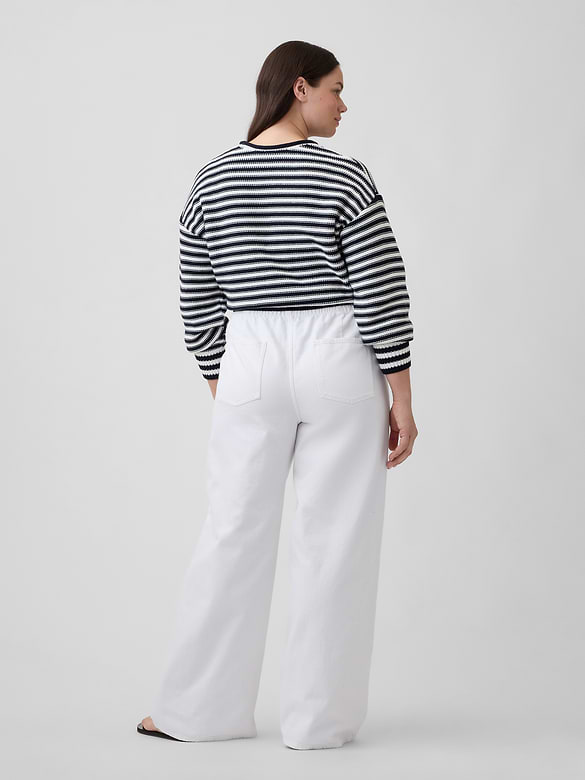 Mid Rise Soft Pull-On Wide-Leg Jeans